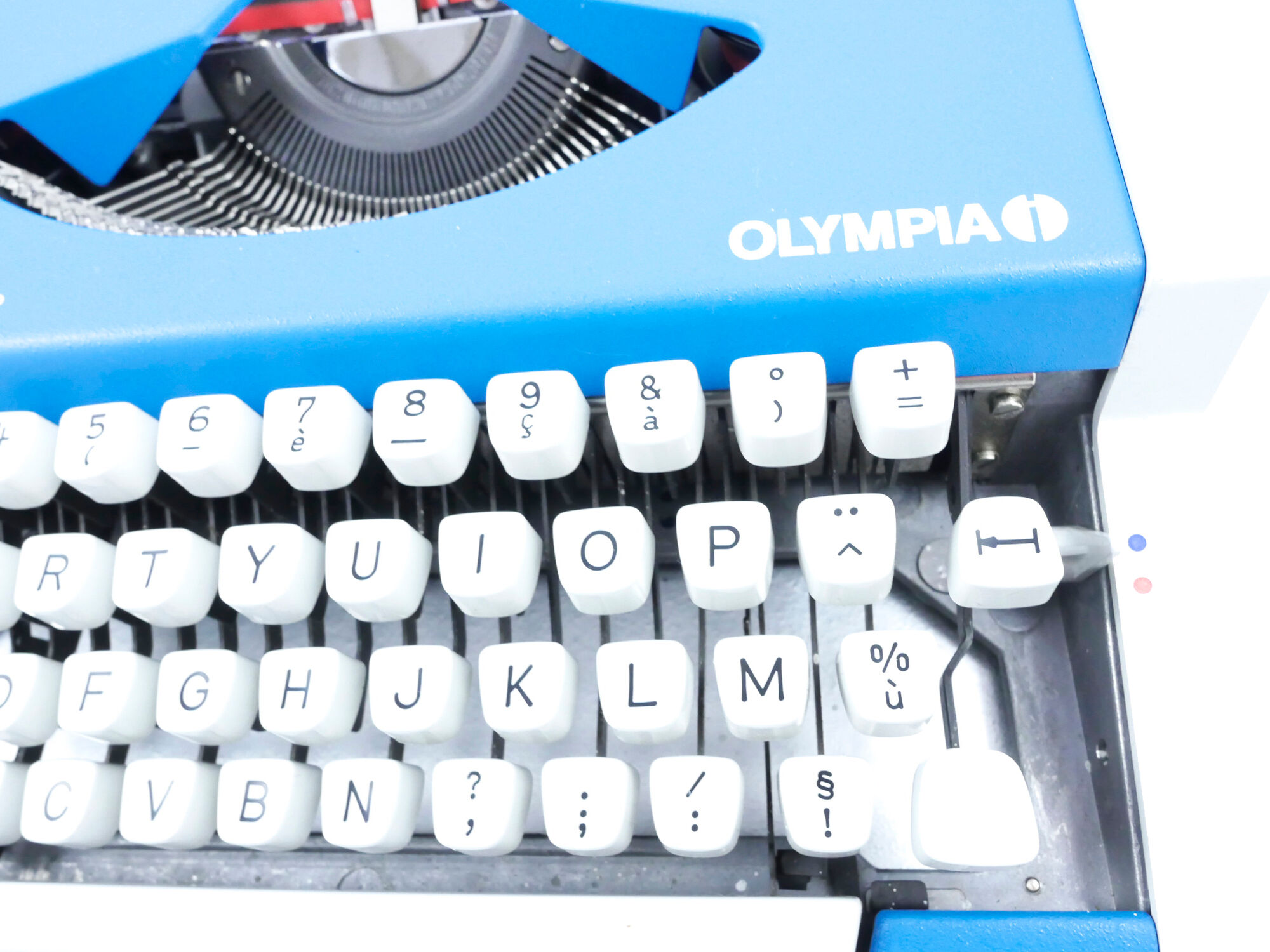 Revised Blue Olympia Dactymetal typewriter
