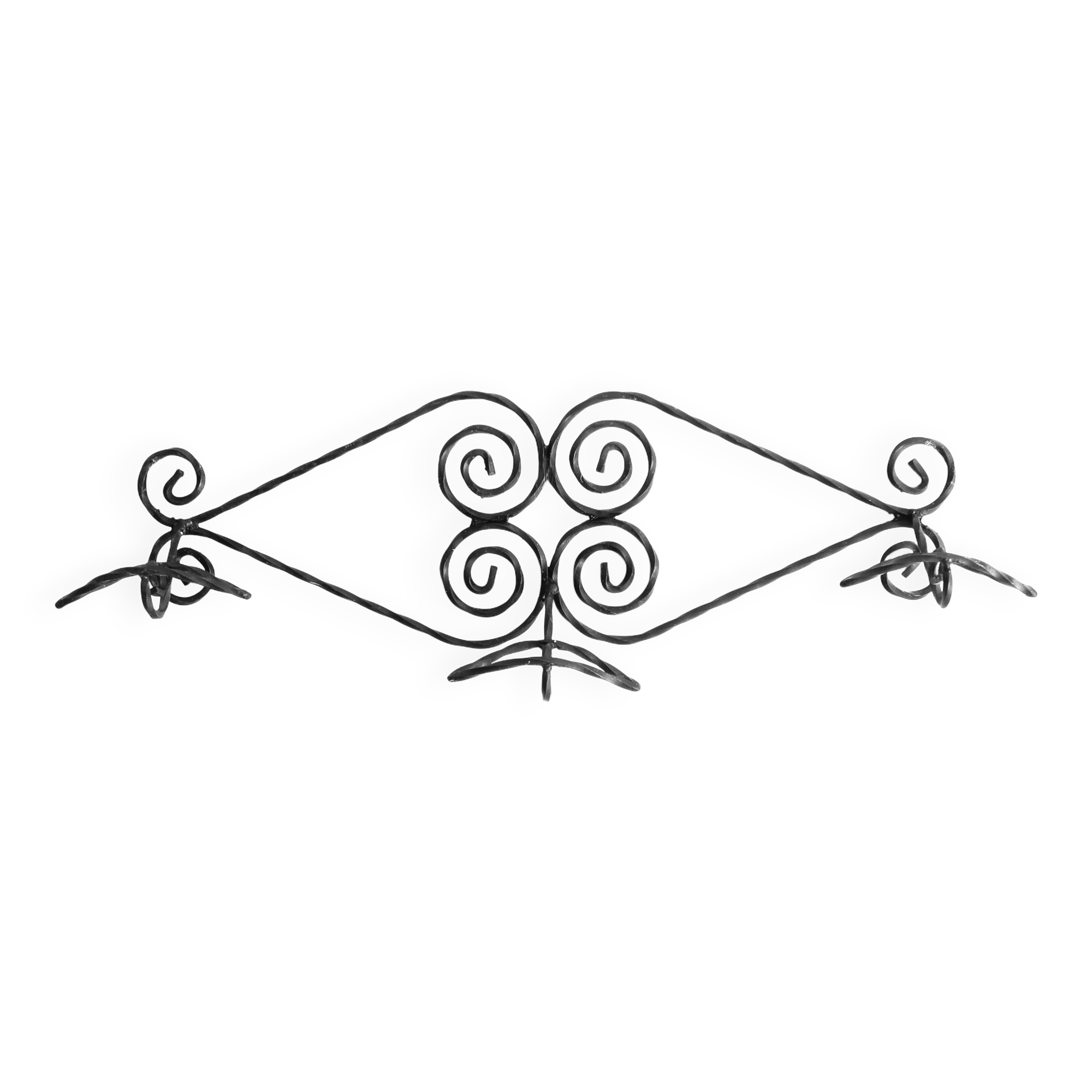 Twisted wrought iron wall coat rack with three hooks