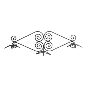 Twisted wrought iron wall coat rack with three hooks