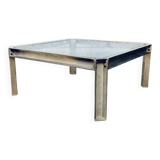 Brass and Glass Square Coffee Table by Peter Ghyczy, 1970s