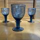 Set of 4 Stemmed Glasses Moulded Blue Marine Decor 1960s Vintage