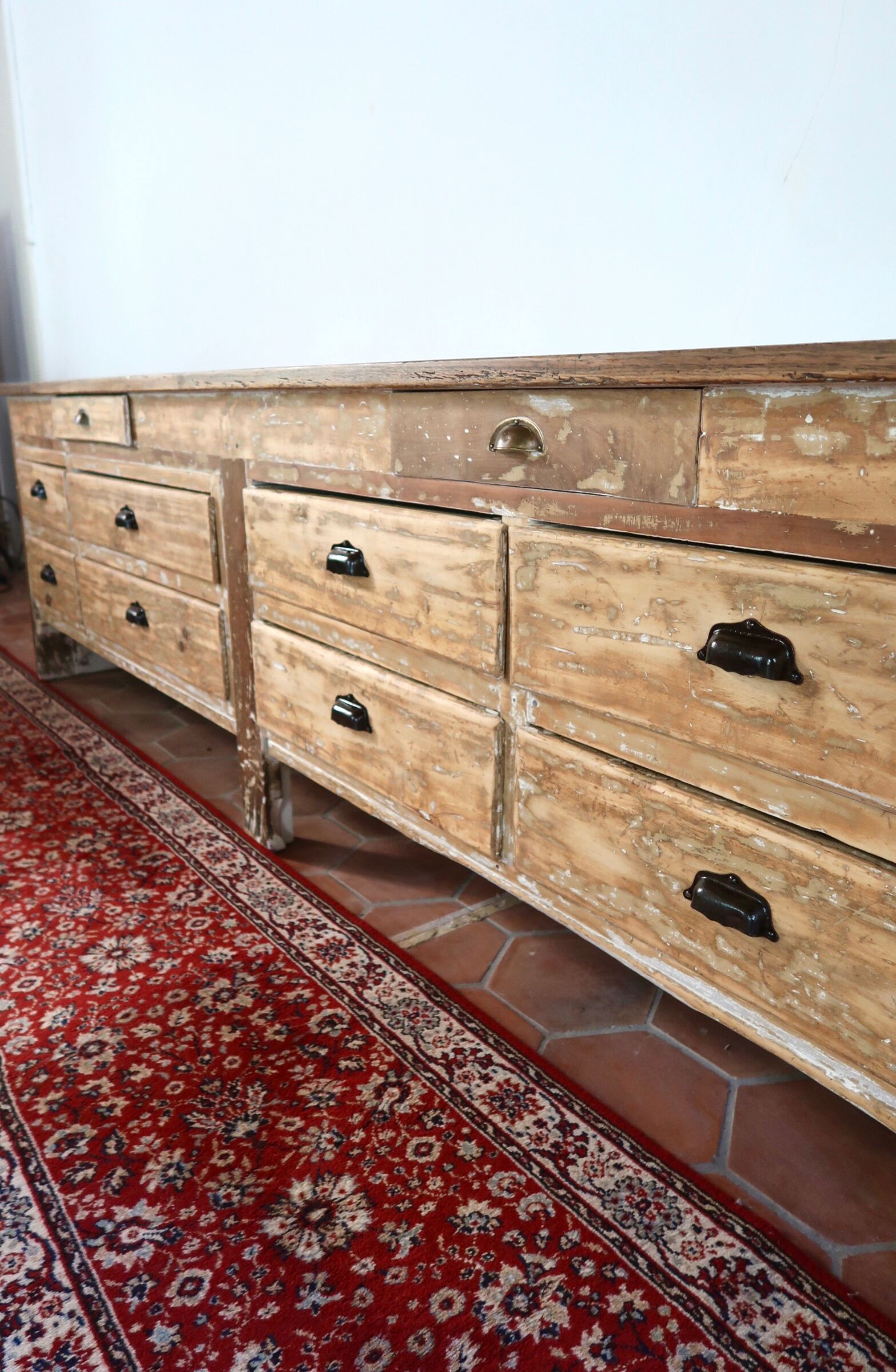 Meuble de métier comptoir en bois