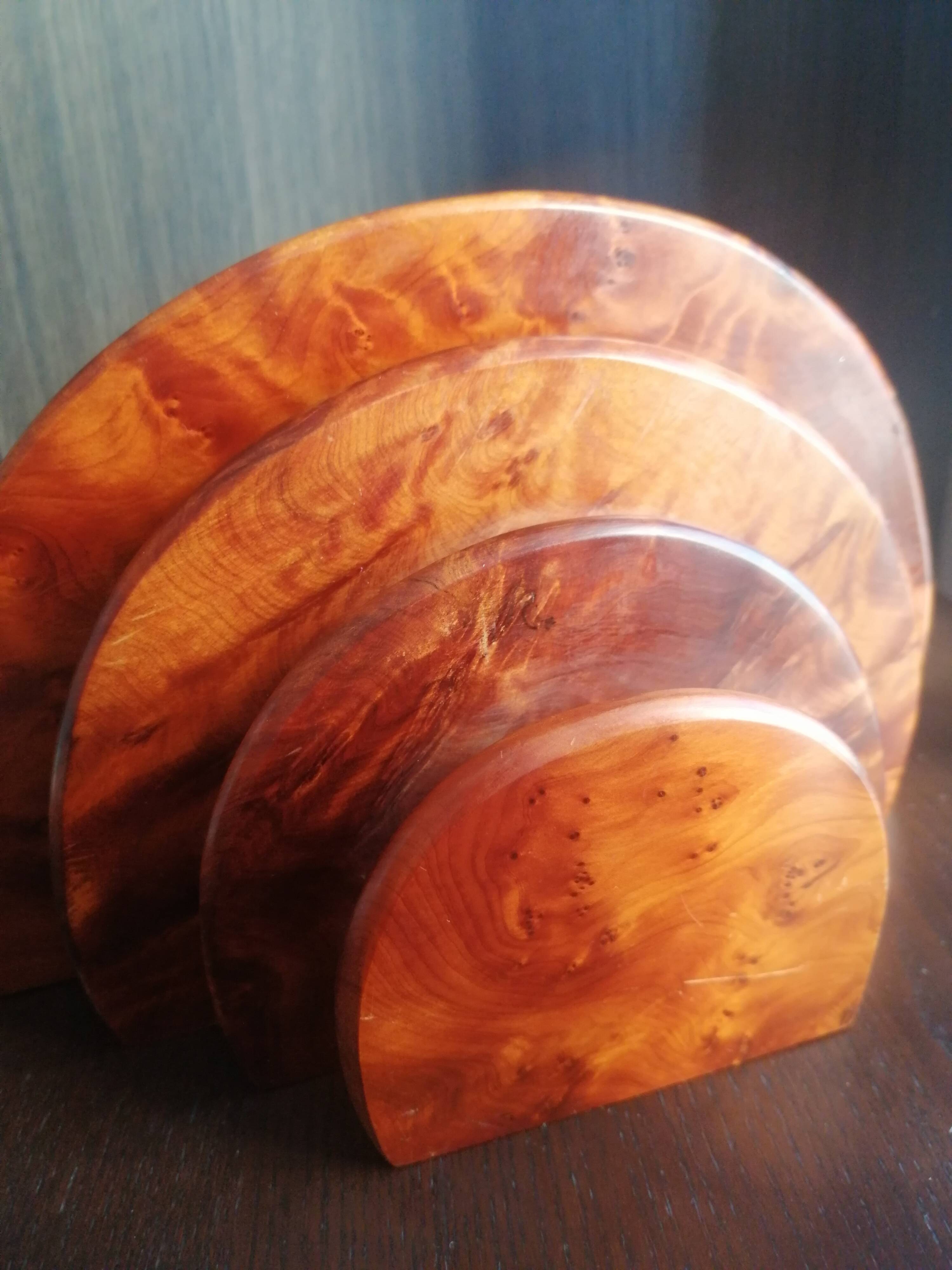 Art-Deco mail holder in raw wood