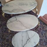 Nesting tables in white marble and bronze