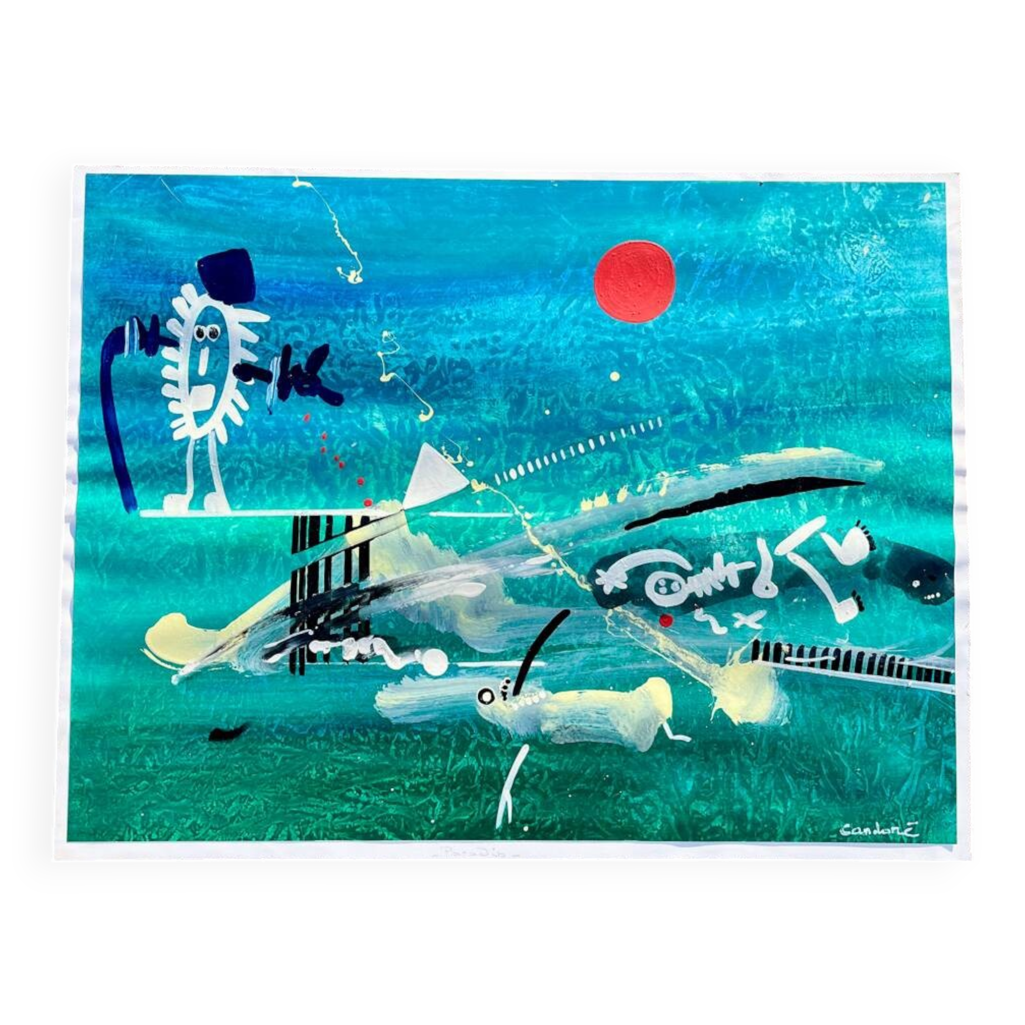 Contemporary painting oil on paper signed