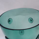 large vase glass vintage style Murano 1970 1980 green transparent relief decoration