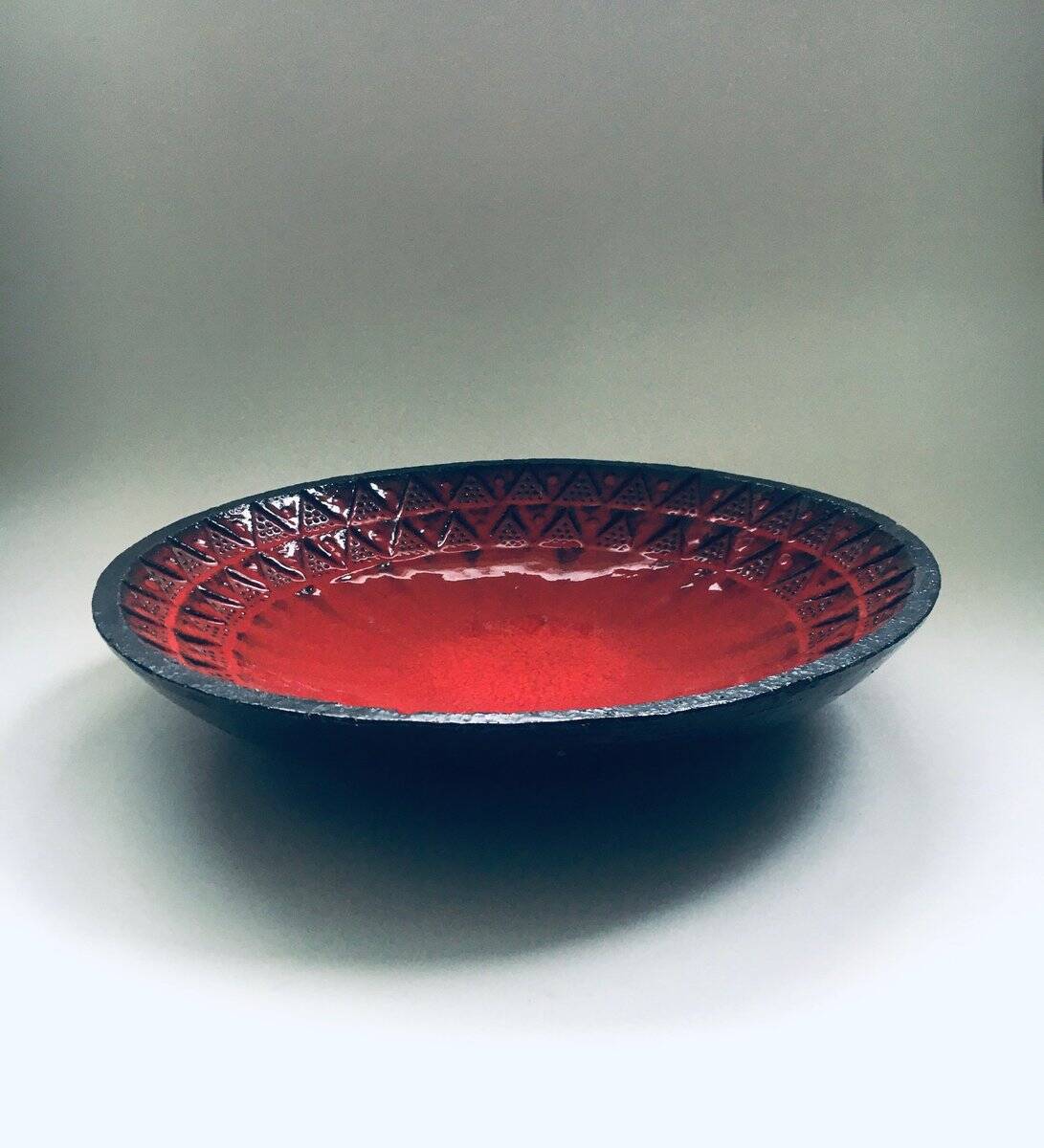 Brutalist Design Art Ceramic Bowl by Jan Nolf, Perignem, Belgium, 1950s