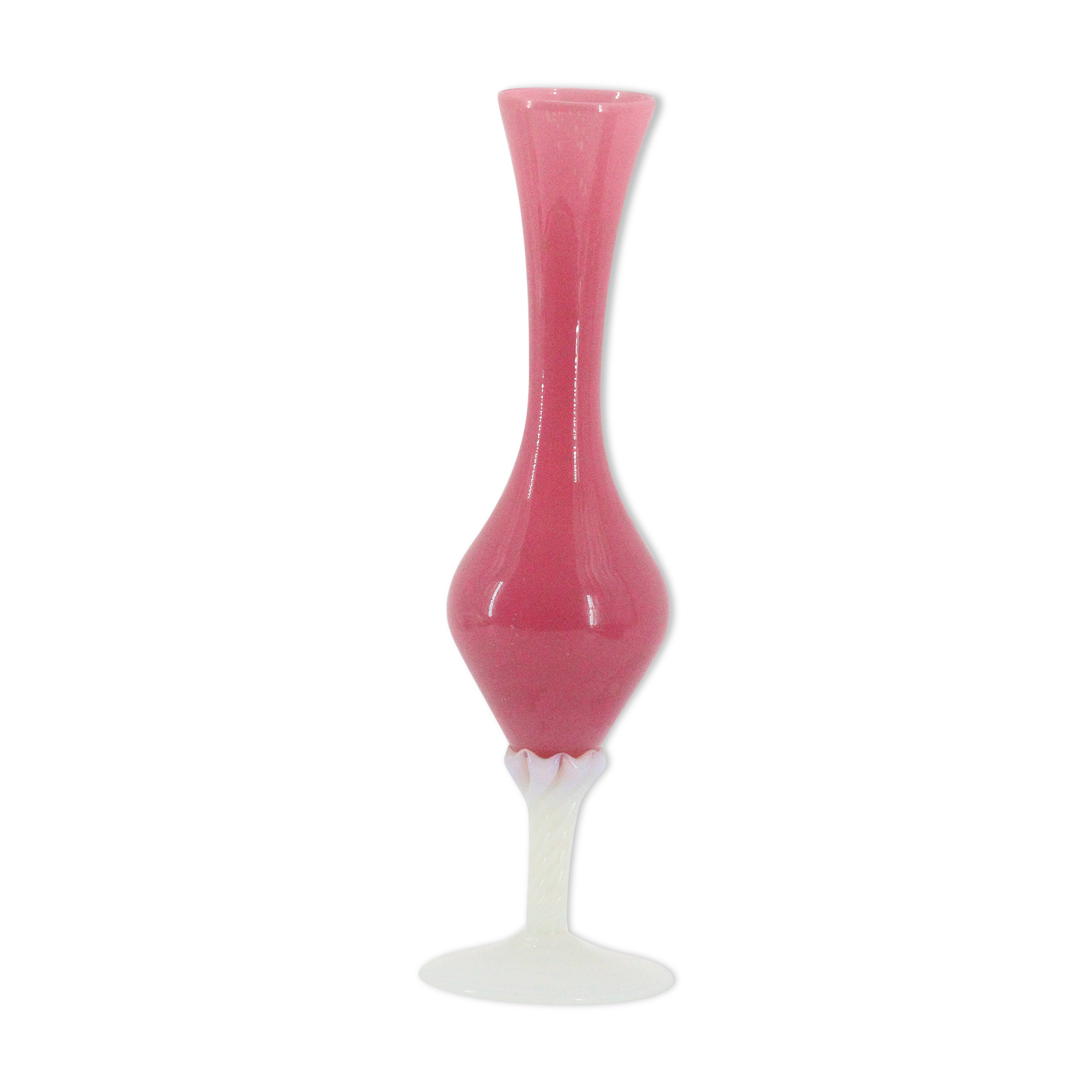 Vase en opaline rose et blanc