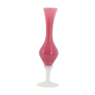 Pink and white opaline vase