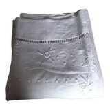 White sheet 2 people cotton embroidered with roses