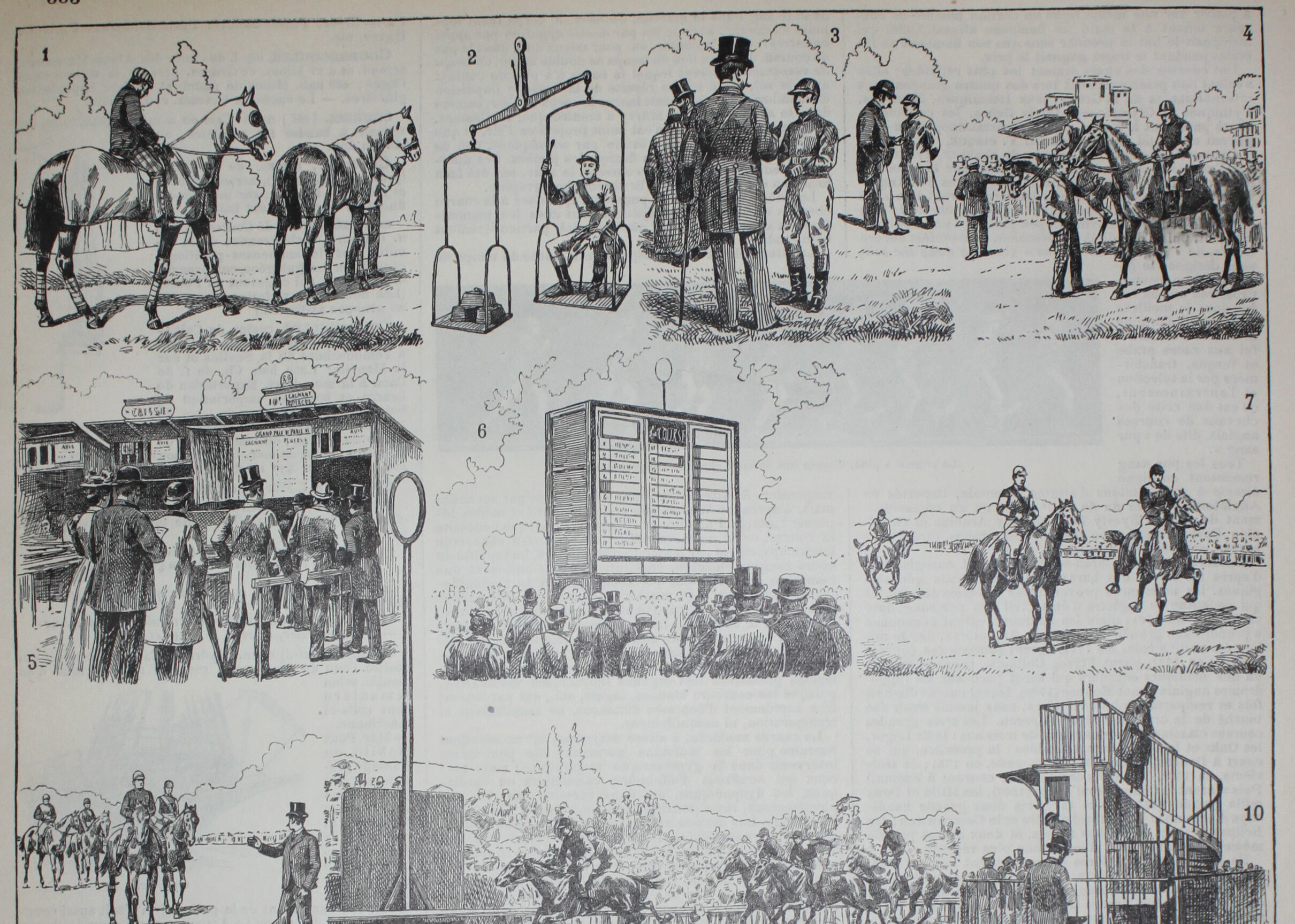 Engraving • Horse race, racecourse • Original lithograph from 1898