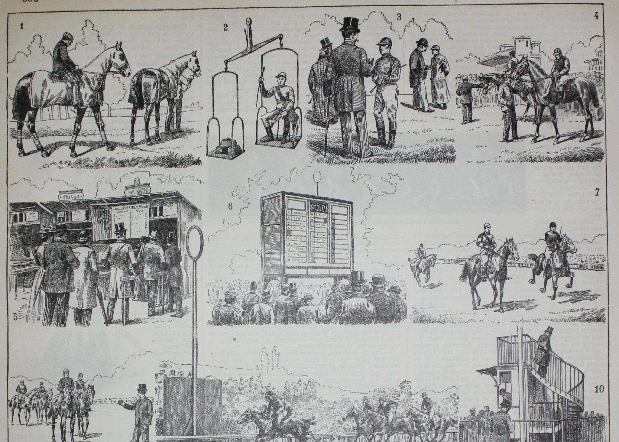 Engraving • Horse race, racecourse • Original lithograph from 1898
