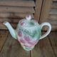 Cafetière théière barbotine fruits déco ancien vintage