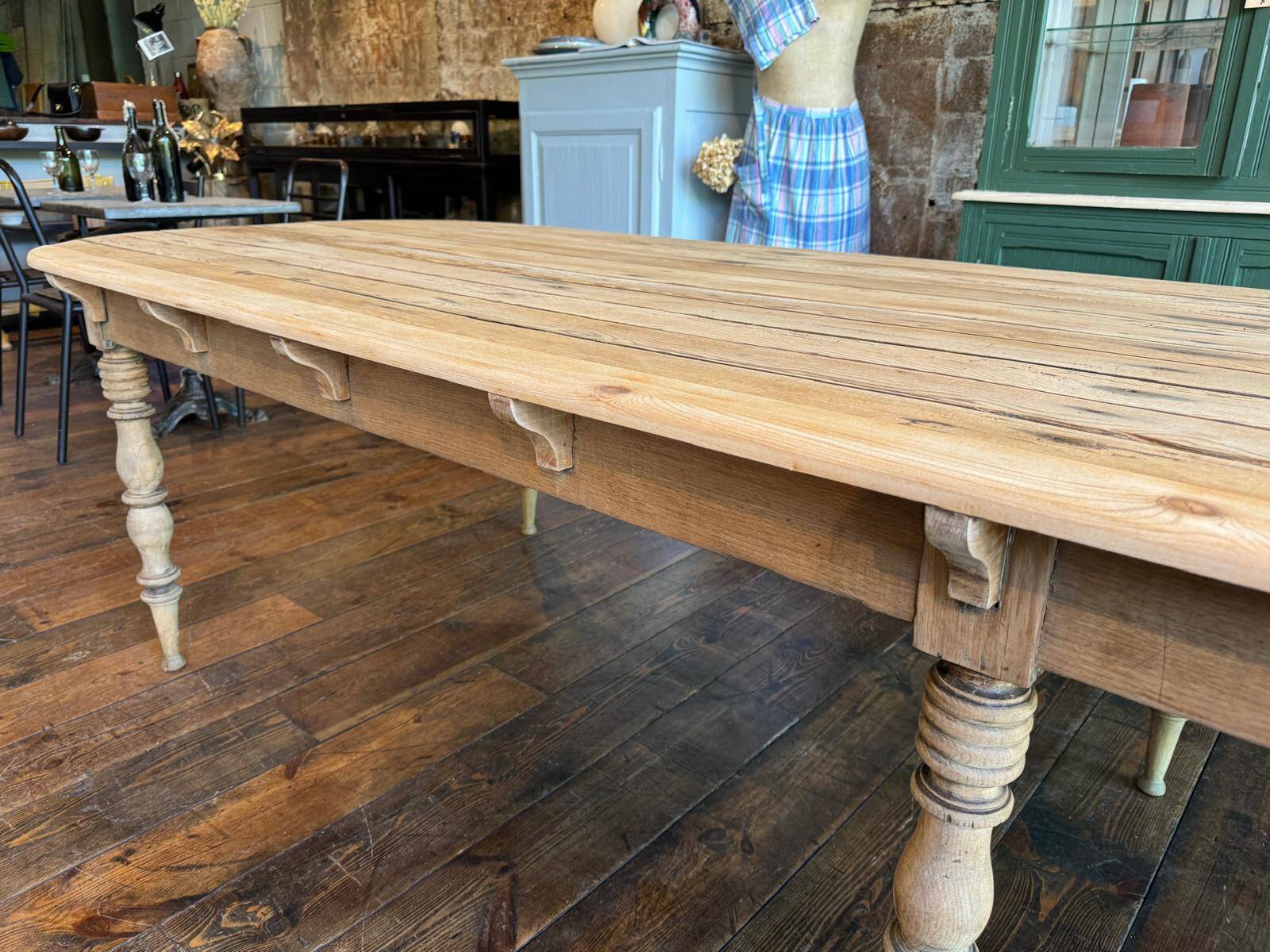 Large raw wood dining table