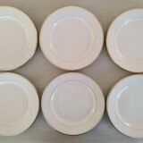 Old Earthenware Dinner Plates Hamage and Moulin des Loups White and Vintage Golden Fillet