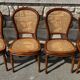 Four caned and wood chairs, Louis Philippe style, vintage, 1960s