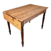 Table de cuisine ou bureau vintage en pin avec côté extensible