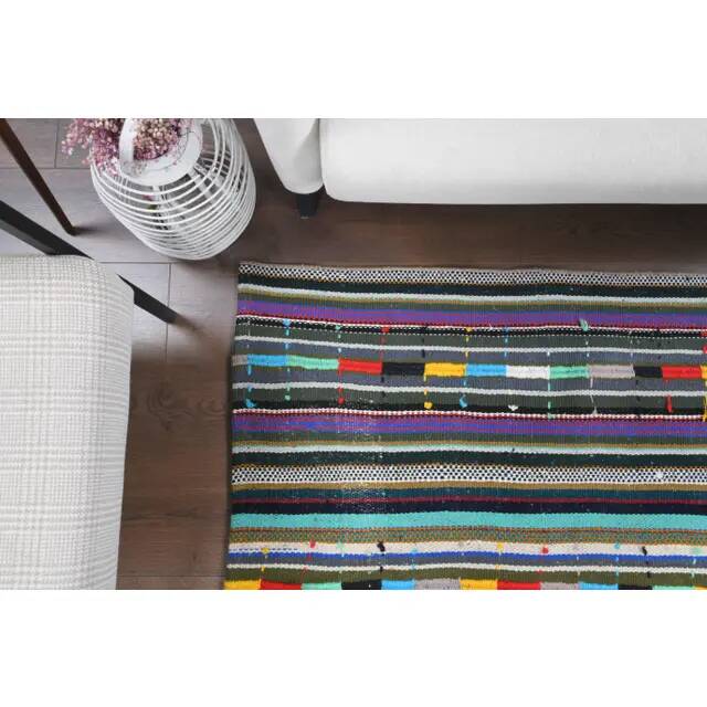Vintage Turkish Oushak Handmade Wool Cotton White Kilim Area Rug 132x222
