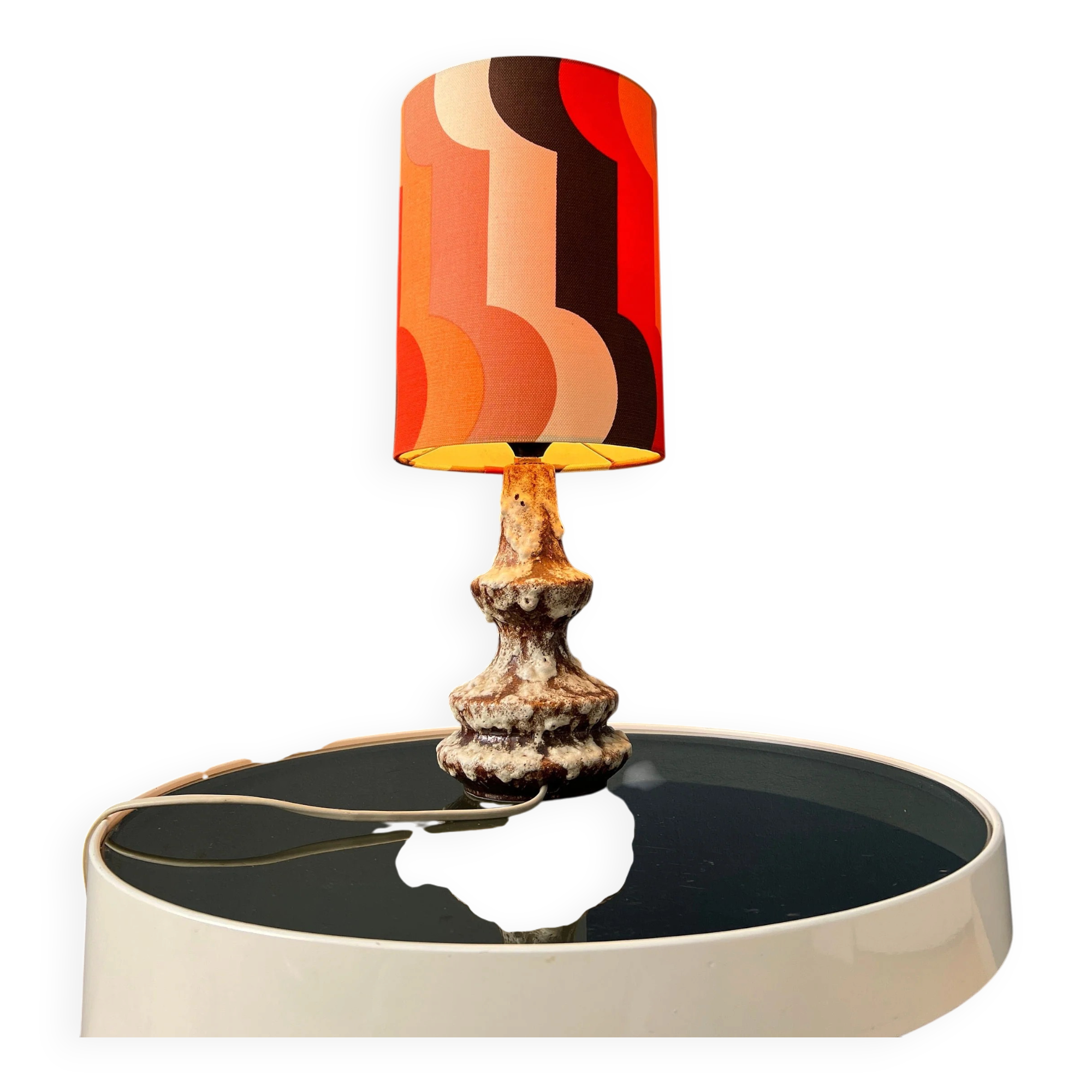 Space Age table lamp in orange ceramic West Germany Fat Lava