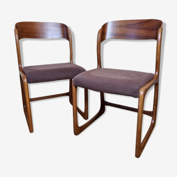 Paire de chaises Baumann modèle "traîneau" 1960