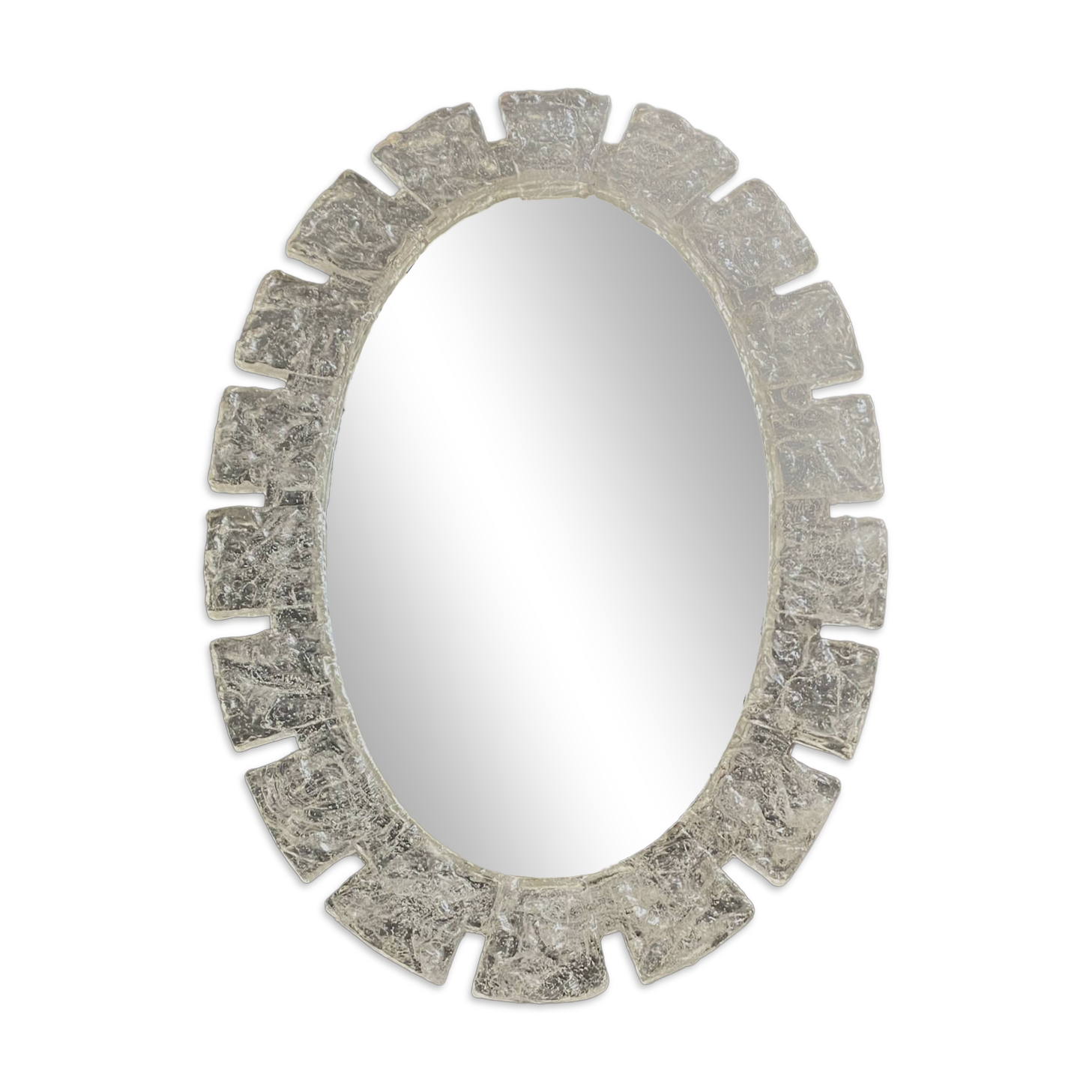 Grand miroir ovale en glace par Egon Hillebrand années 1970