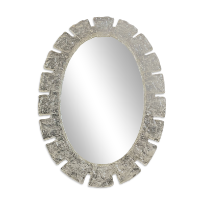 Grand miroir ovale en glace par Egon Hillebrand années 1970