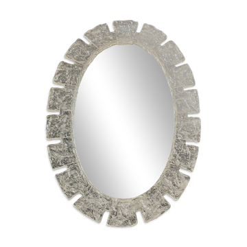 Grand miroir ovale en glace par Egon Hillebrand années 1970