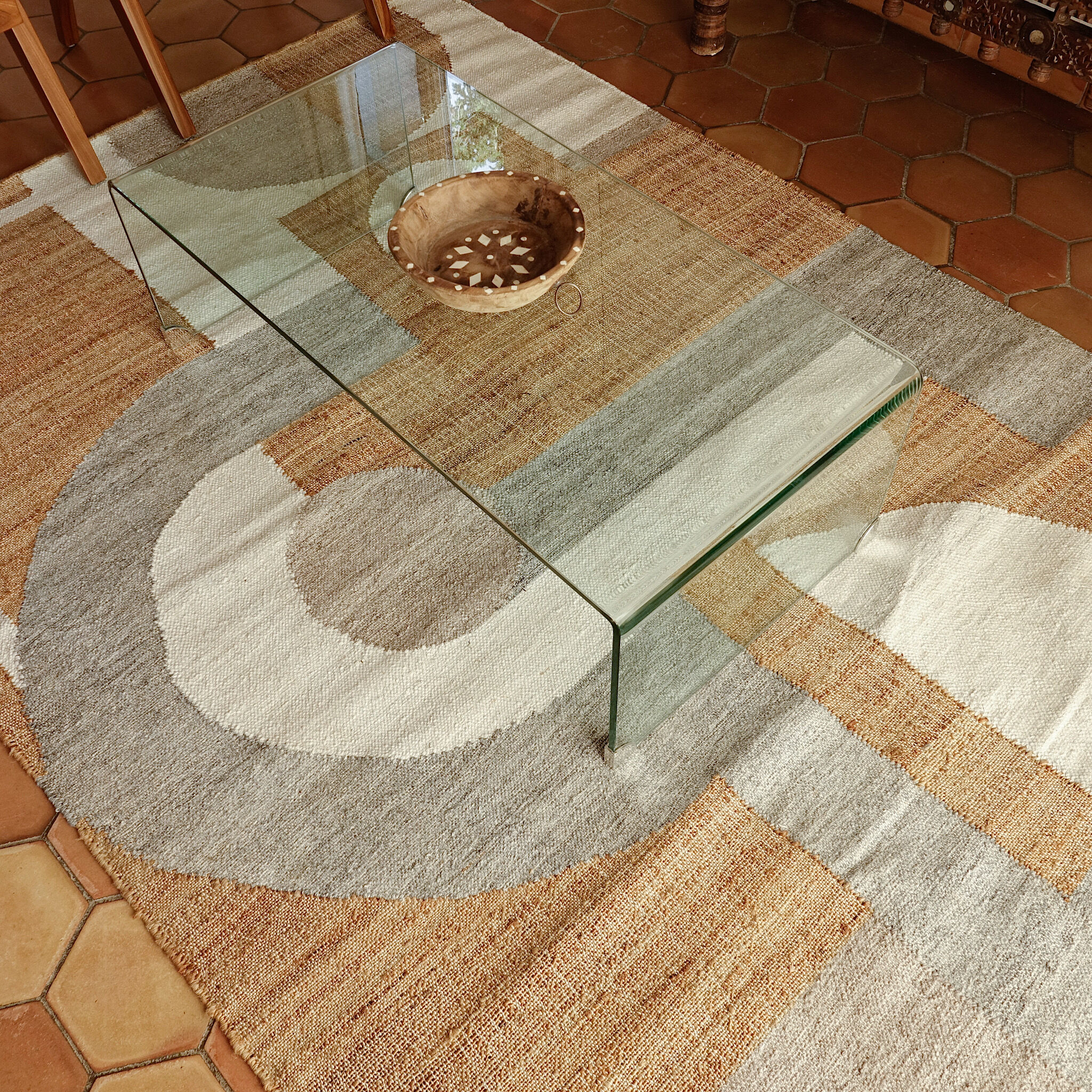 Woven carpet in jute and wool 240x170cm