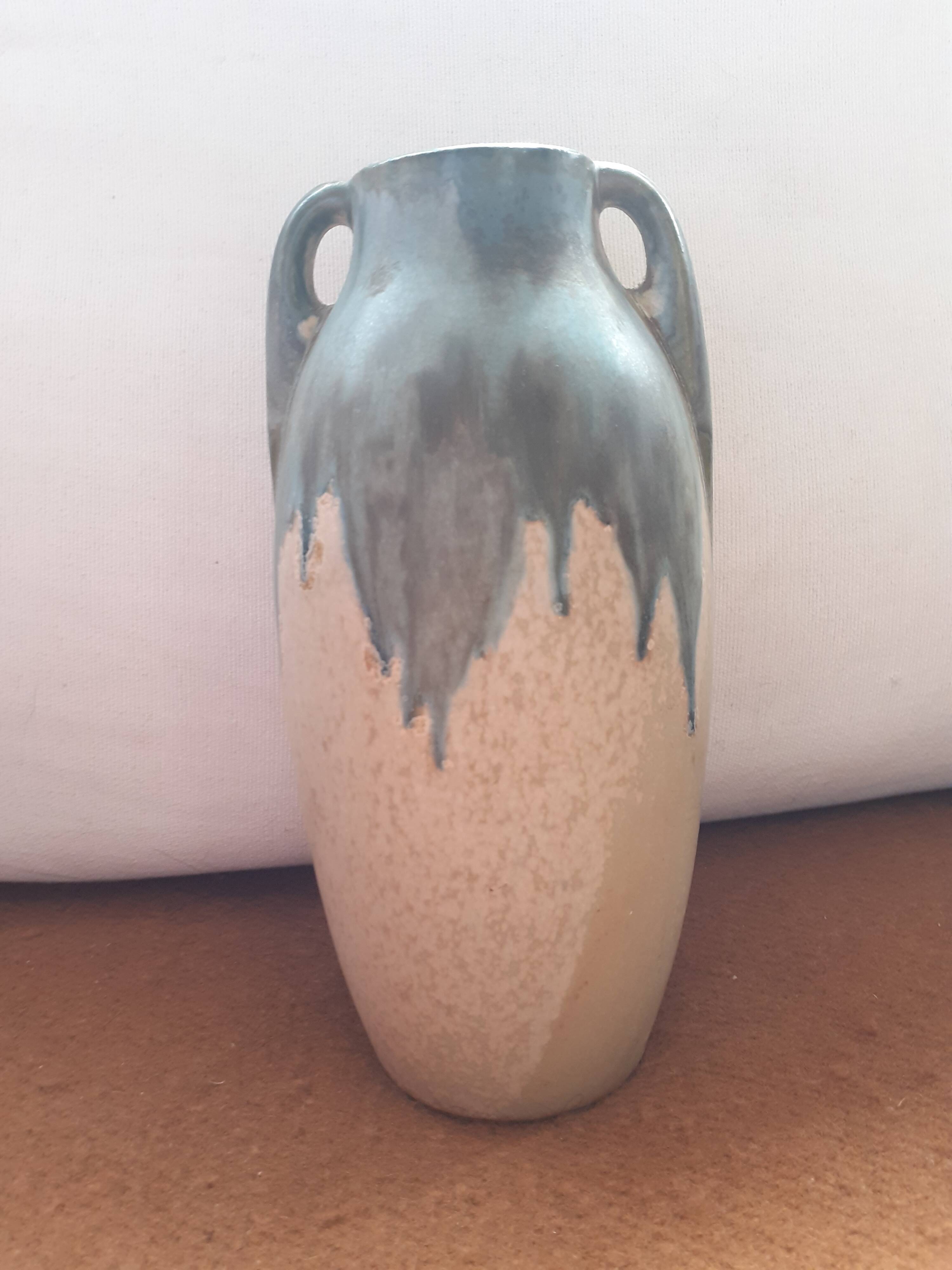Vintage amphora-shaped vase signed Denbac
