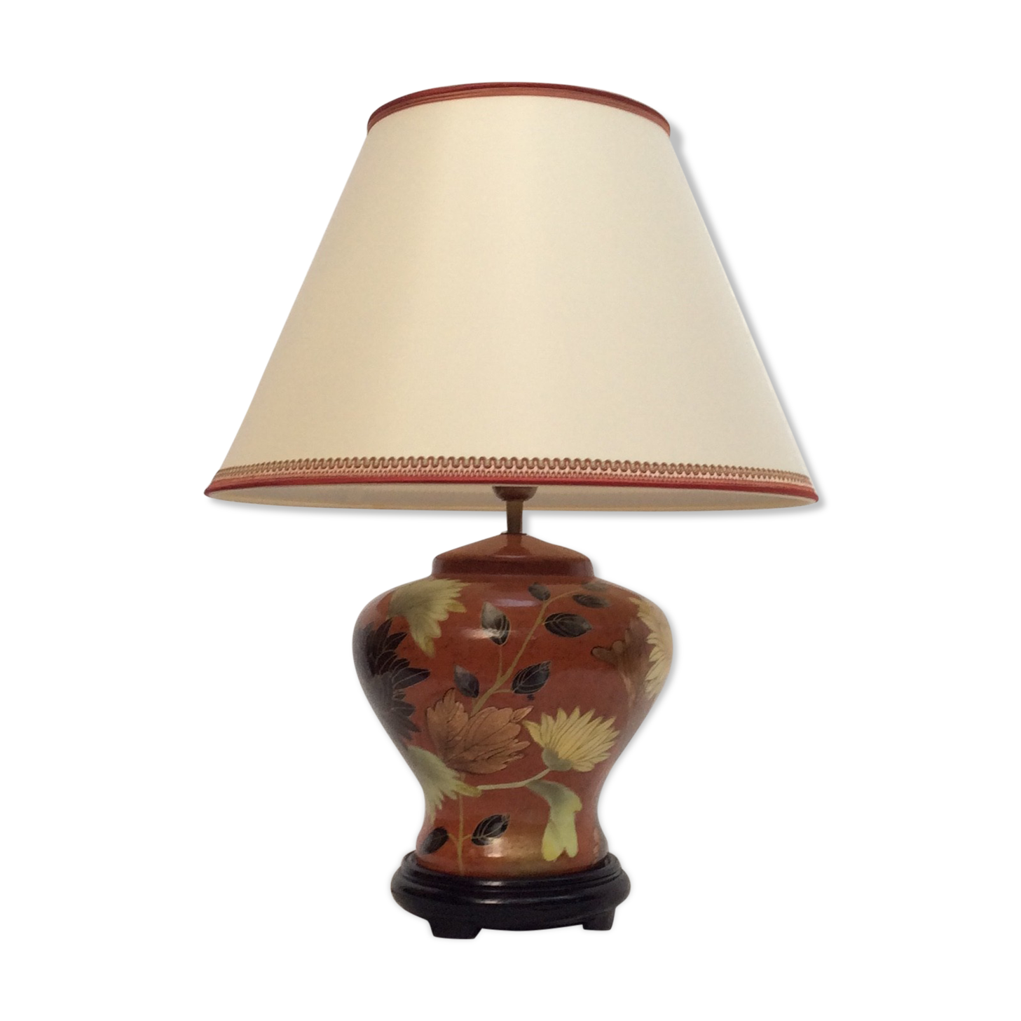 Ceramic table lamp with lampshade contemporary French manufacture dimension: H-60xD25cm-
