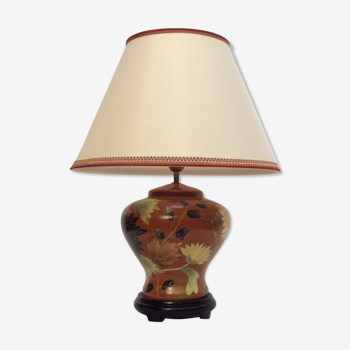 Ceramic table lamp with lampshade contemporary French manufacture dimension: H-60xD25cm-