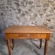 Vintage beech desk with a linoleum top and drawer.