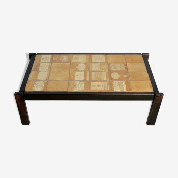 Coffee table by Roger Capron, ceramics and wood, France, circa 1960