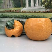 Vintage orange jam pot in majolica - 1970s.
