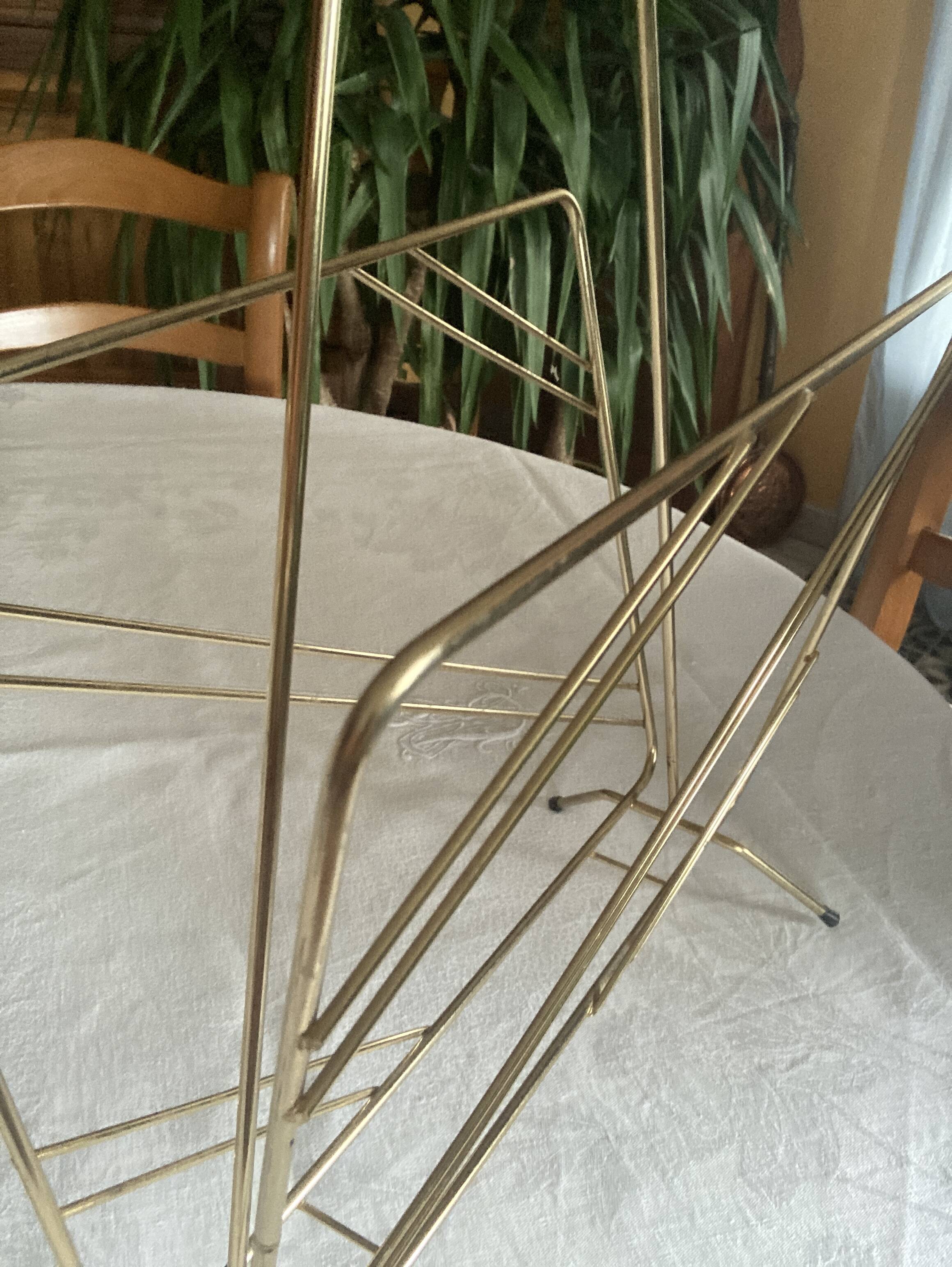 Vintage gold metal magazine rack