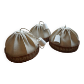3 70s pendant lights - fabric and rattan