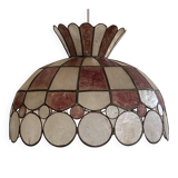 1950s vintage pendant light with mother-of-pearl shade