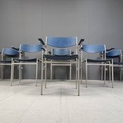 Minimalist metal and plywood stackable armchairs by Gijs Van Der Sluis
