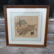 Enhanced watercolor engraving Giromagny market signed G.F