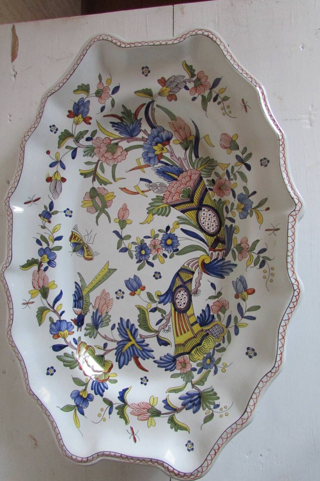 Compotier, soup tureen, vegetable dish in Rouen earthenware