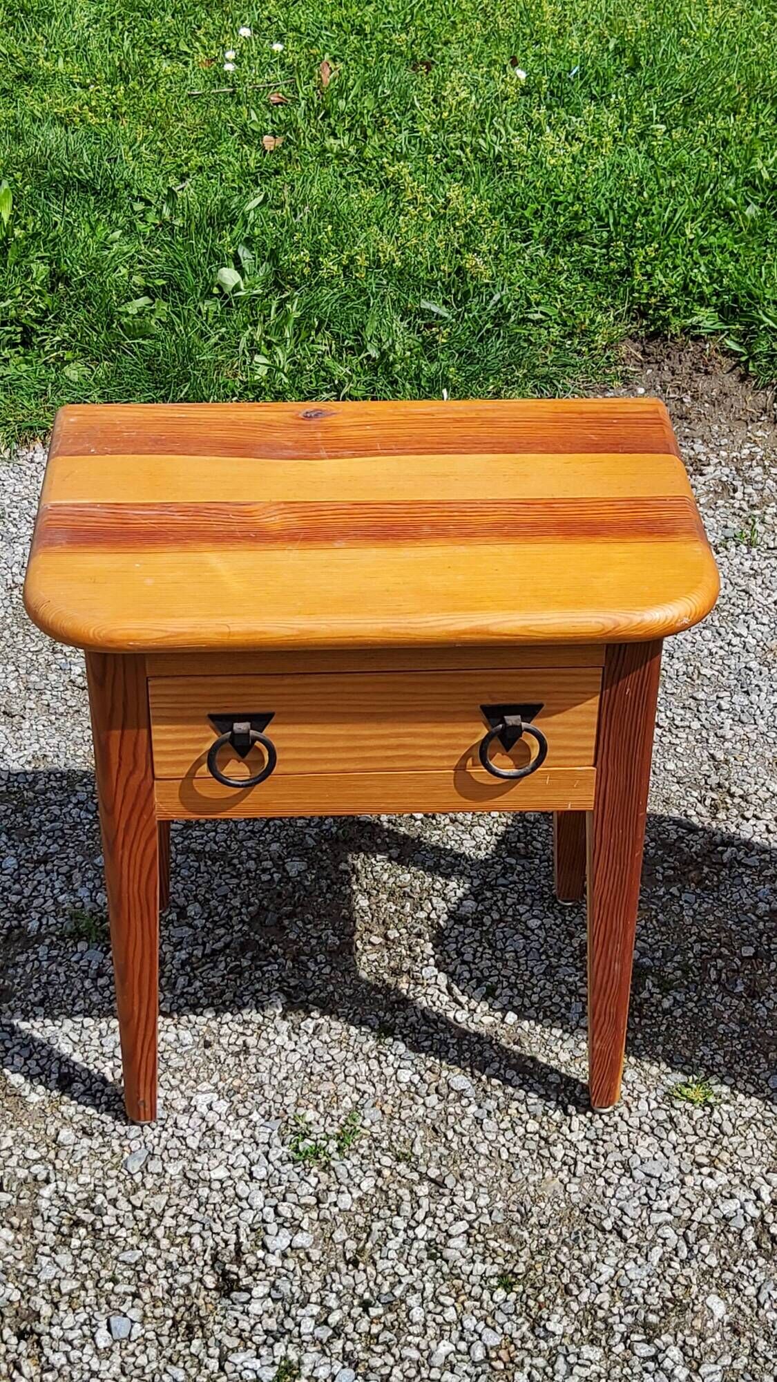 Pair of vintage bedside tables from the 70s in solid pine