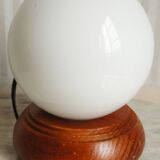 Wooden & opaline “ball” lamp