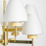 Sputnik chandelier with opaline glass by Kaiser, Germany, 1970s.