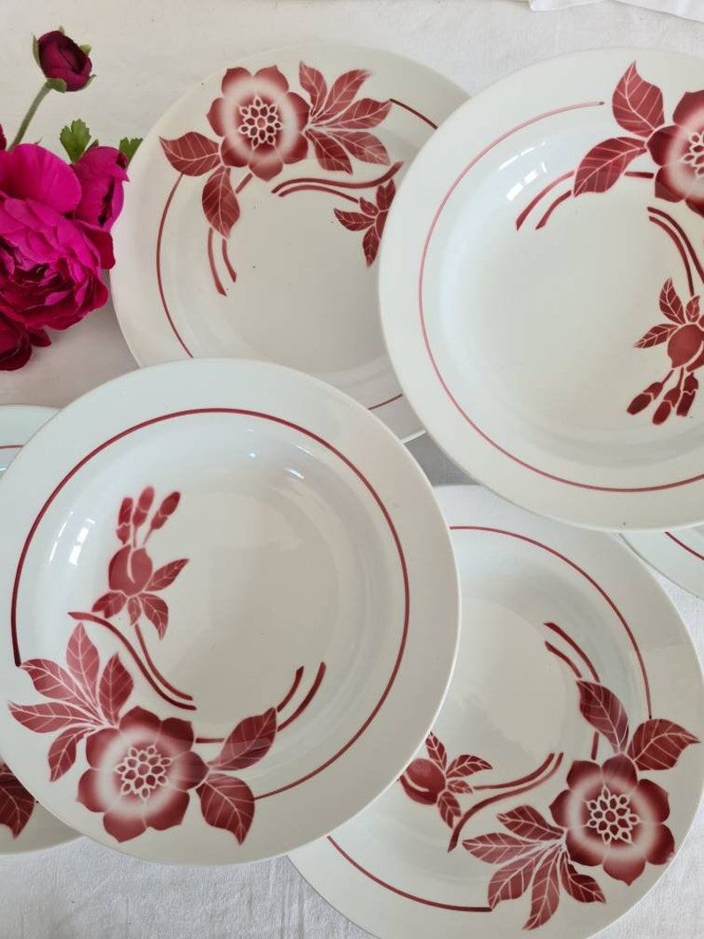 Set of 6 hollow plates old Fenal Frères