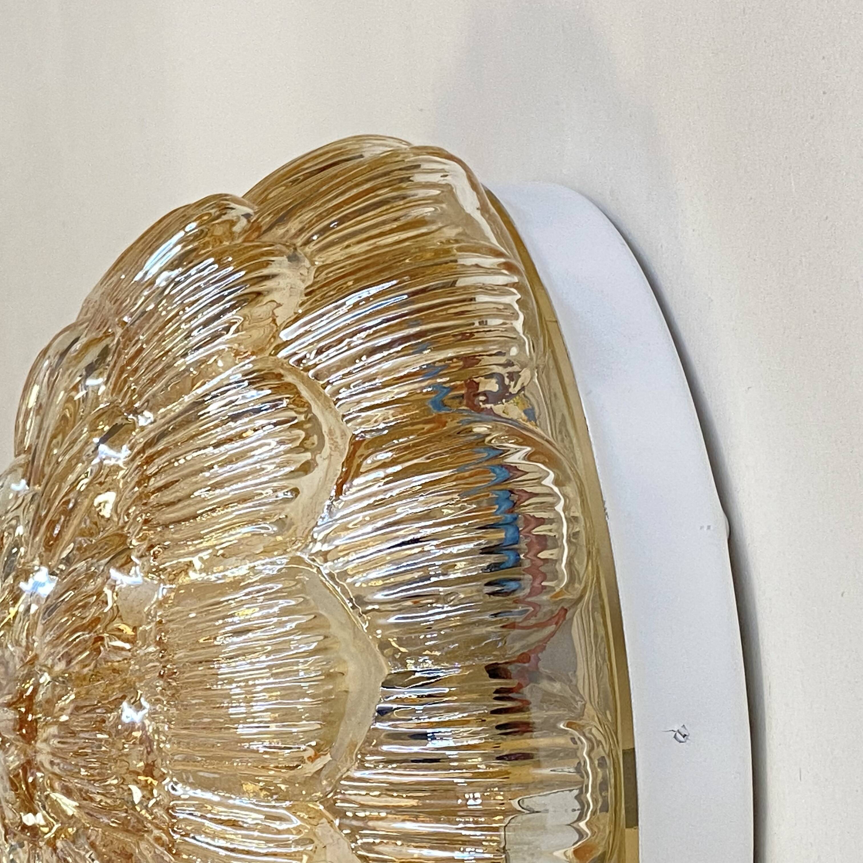 Wall light ceiling light gold glass amber 1970 1980 artichoke