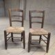 Pair of rustic country mountain straw chairs, old 1950s