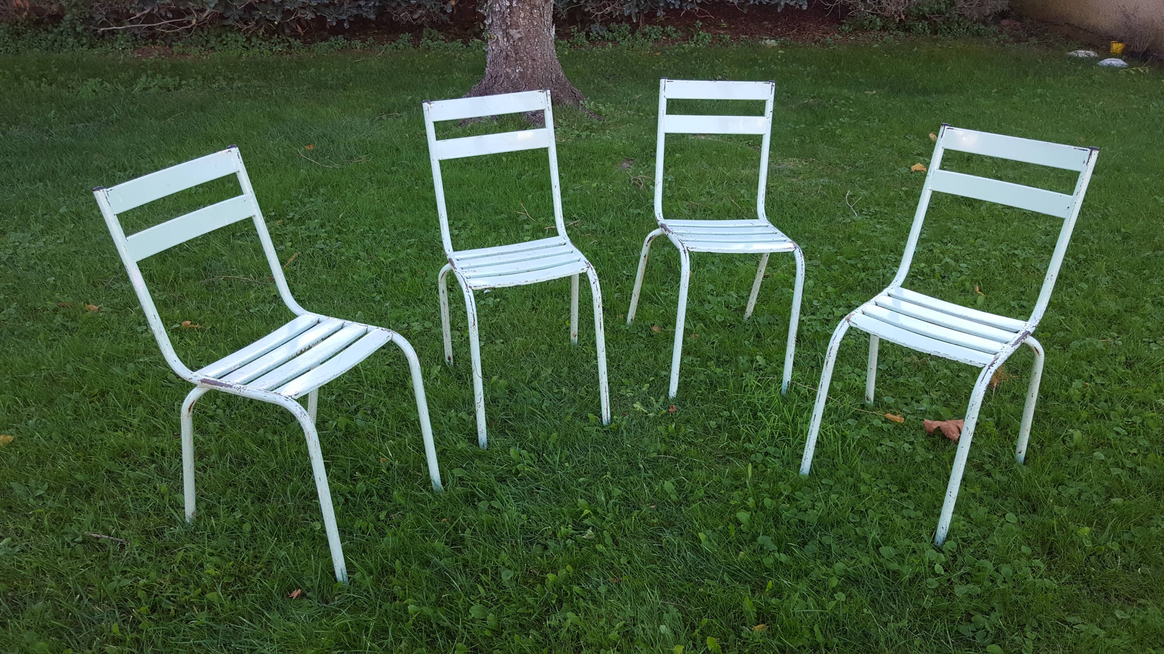 4 metal chairs, 50s