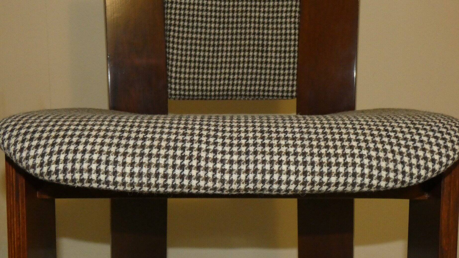 Wood and tweed chairs by Acerbis International, Italy, 1980s, set of 4.