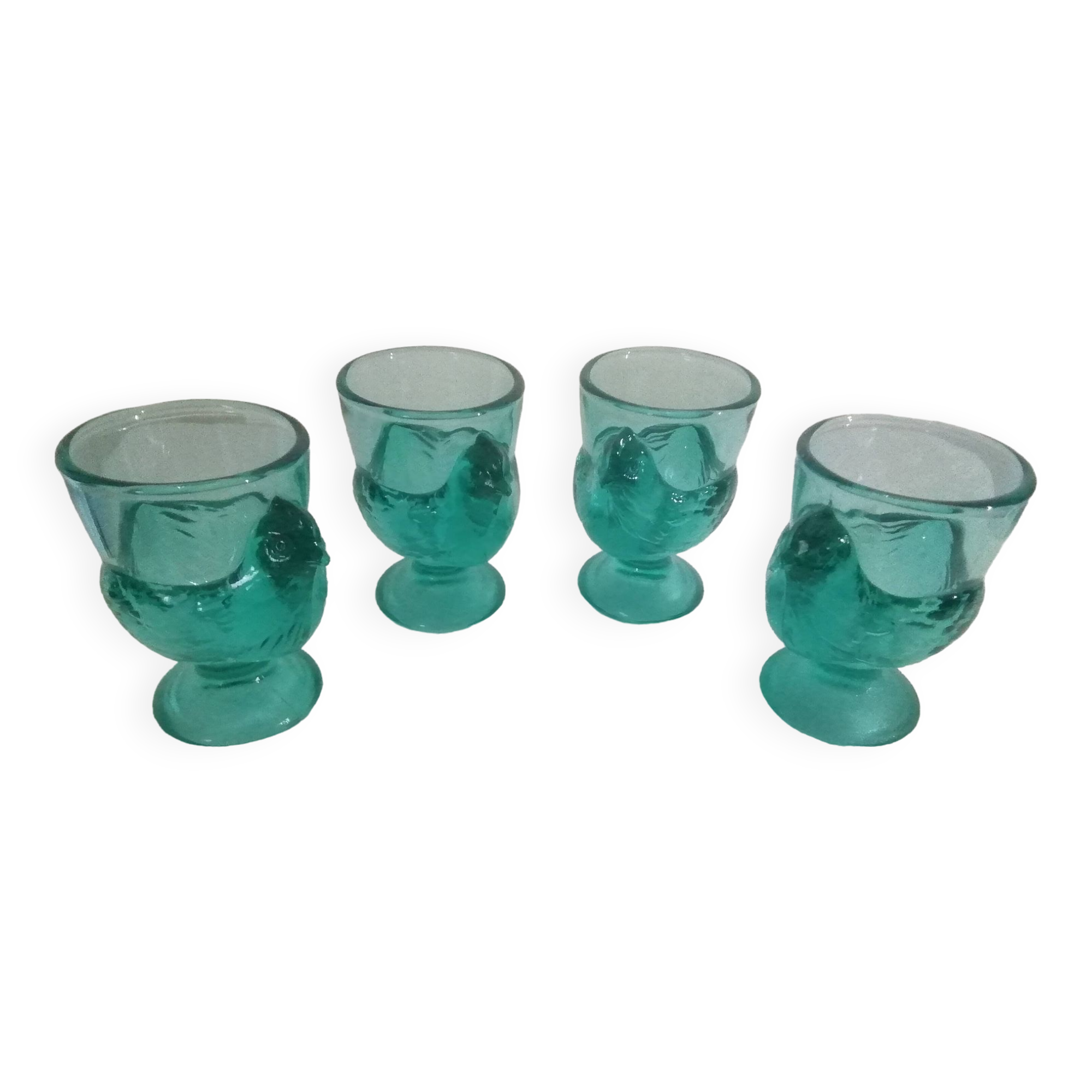 Turquoise glass egg cups