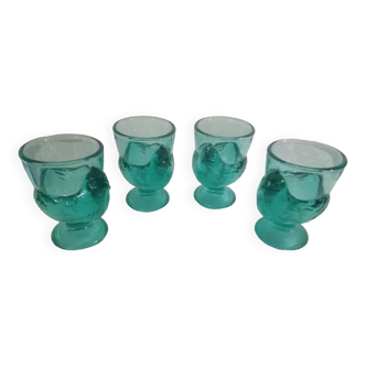 Coquetiers en verre turquoise